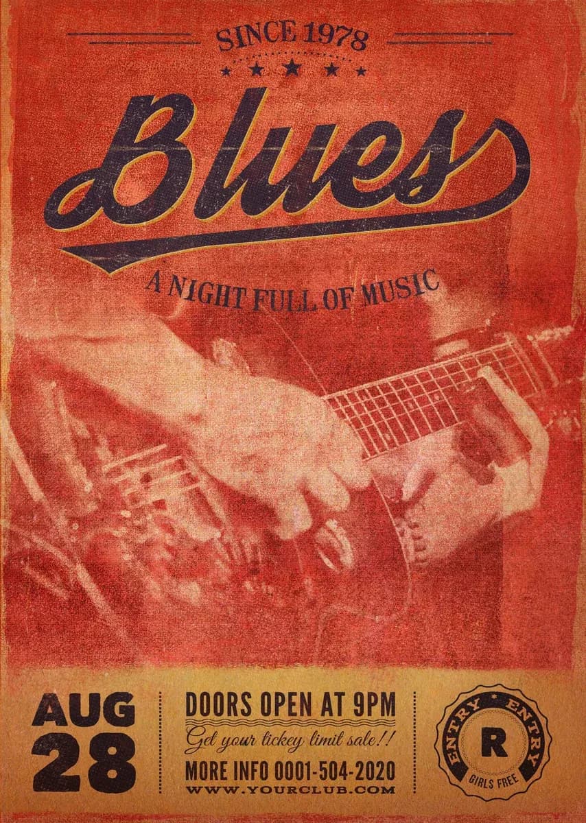 Blues Music Flyer Poster — preview 1