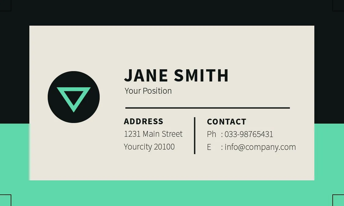 Modern Dark Mode Business Card Template (Front Presentation) - Style A — preview 1
