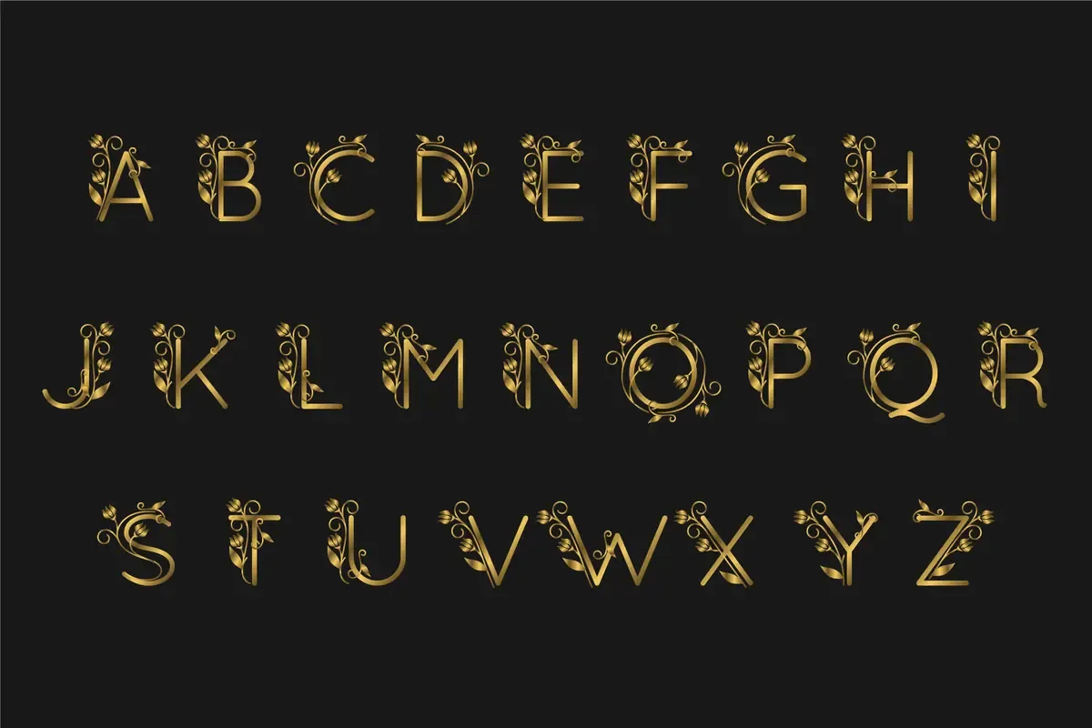 Golden Alphabet With Elegant Flowers (3) — preview 1
