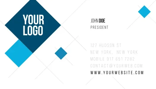 Modern Blue Squares Stationery Business Card Business Card Vector Template — preview 1