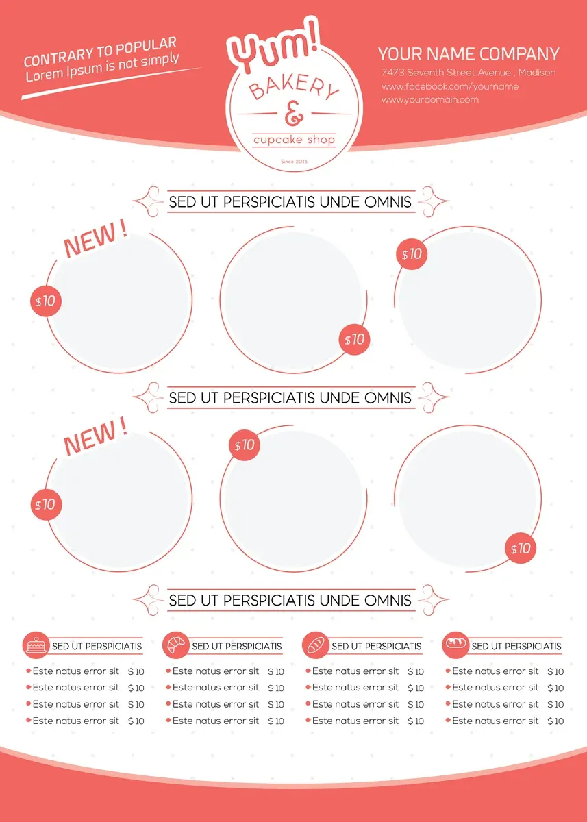 Bakery Cupcake Shop Flyer Template — preview 1