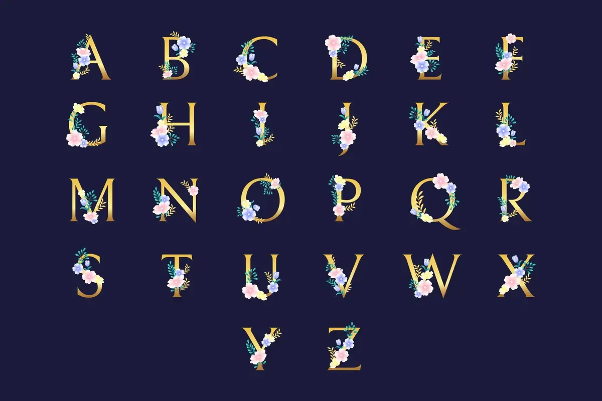Golden Alphabet With Elegant Flowers (1) — preview 1