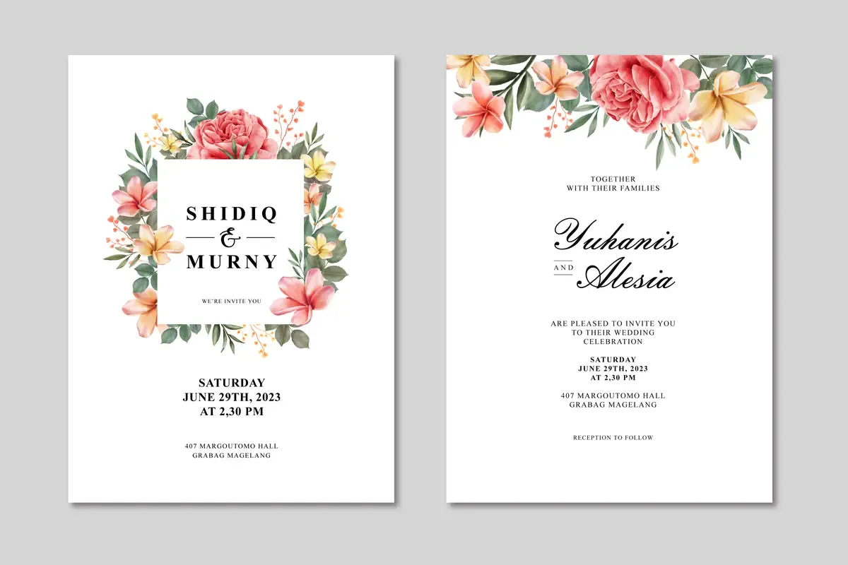 Wedding Card Template With Floral Frame Multi Purpose — preview 1