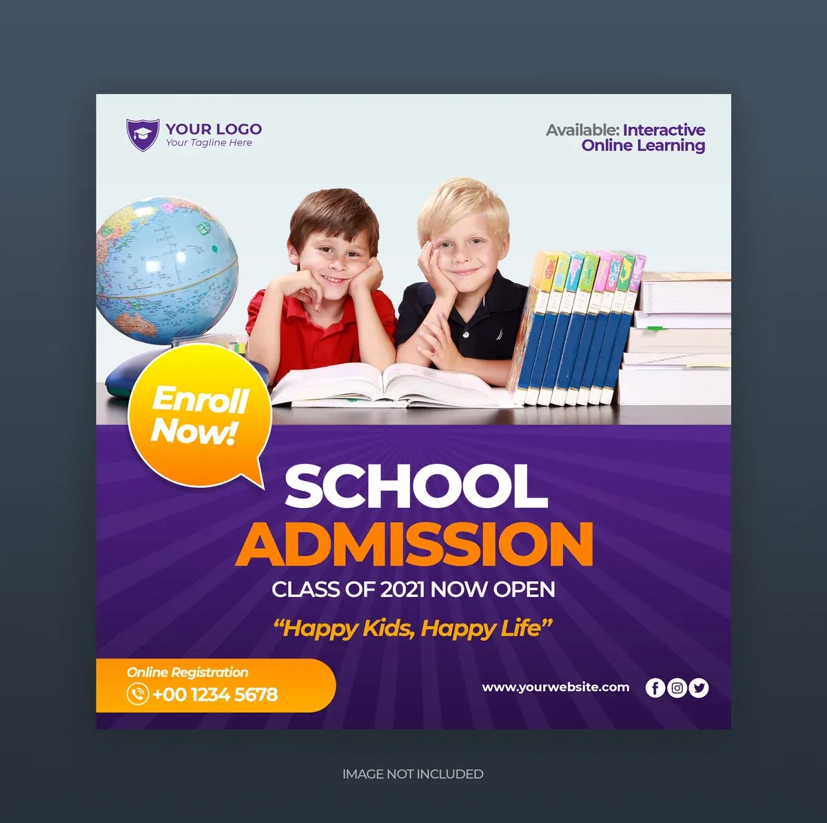 School Admission Banner Template Square Flyer — preview 1