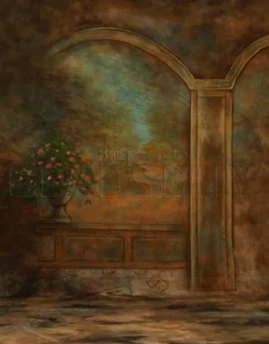 Warm Earthy Terracotta Textured Canvas Studio Backdrop with Warm Golden Fairy Lights & Soft Bokeh — preview 1