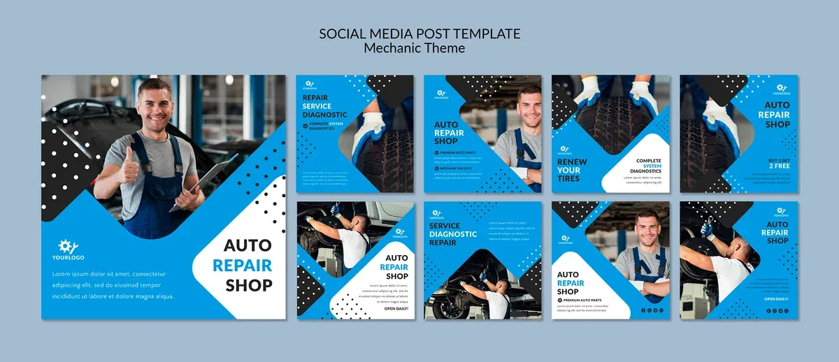 Mechanic Worker Showroom Social Media Post Template — preview 1