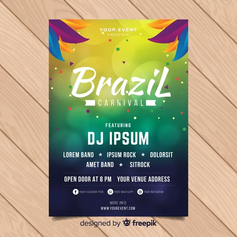 Blurred Circles Brazilian Carnival Party Poster — preview 1