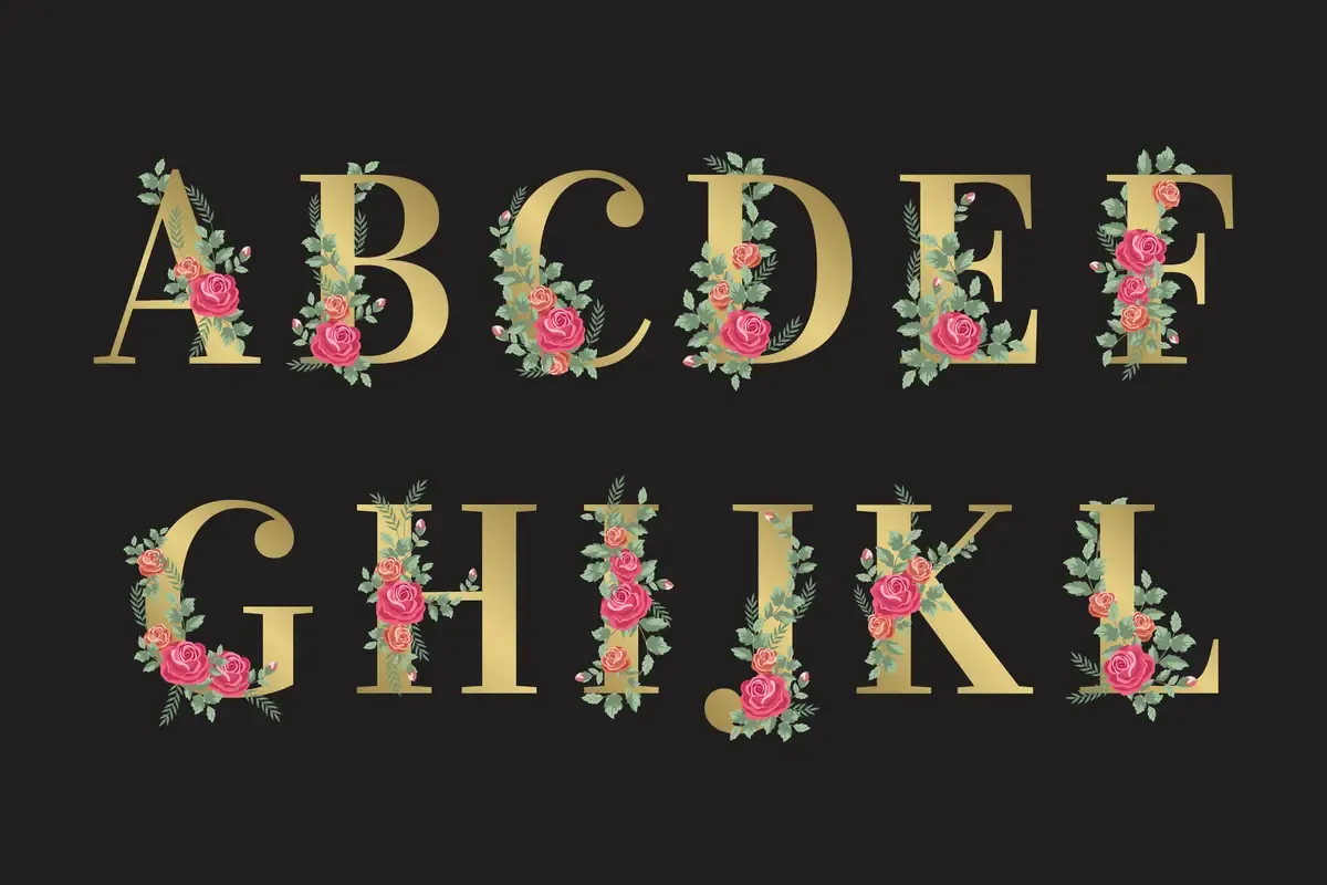 Golden Alphabet With Elegant Flowers (5) — preview 1