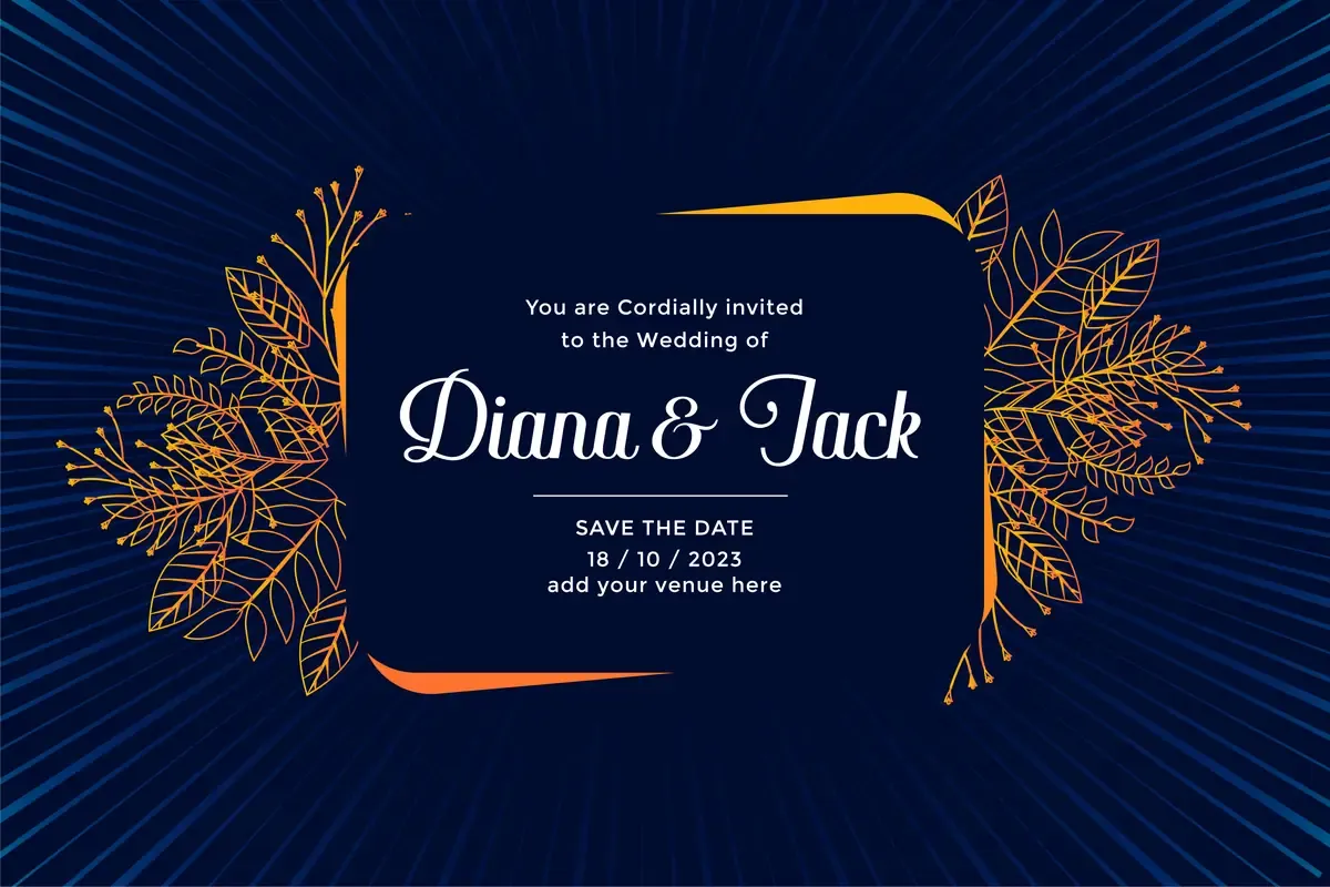 Wedding Card Design With Leaves Flourish Decoration — preview 1