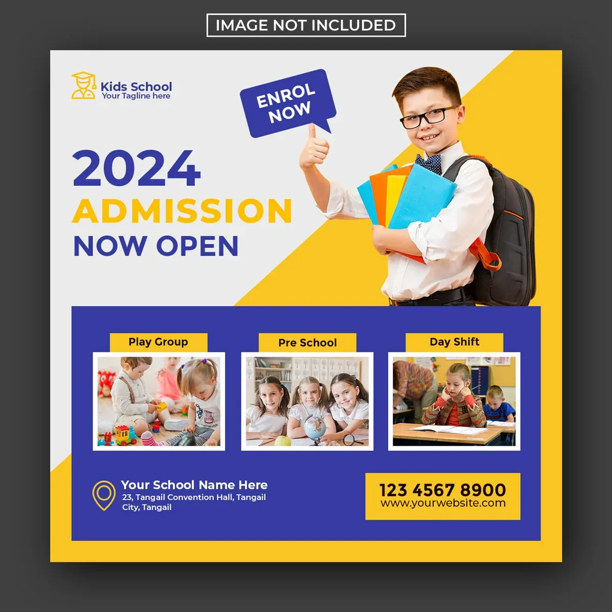 Kids School Education Admission Social Media Post Web Banner Template — preview 1