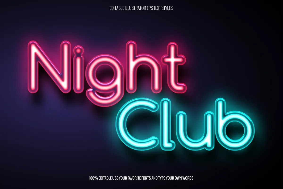 Neon Text Effect Night Club Related Design — preview 1