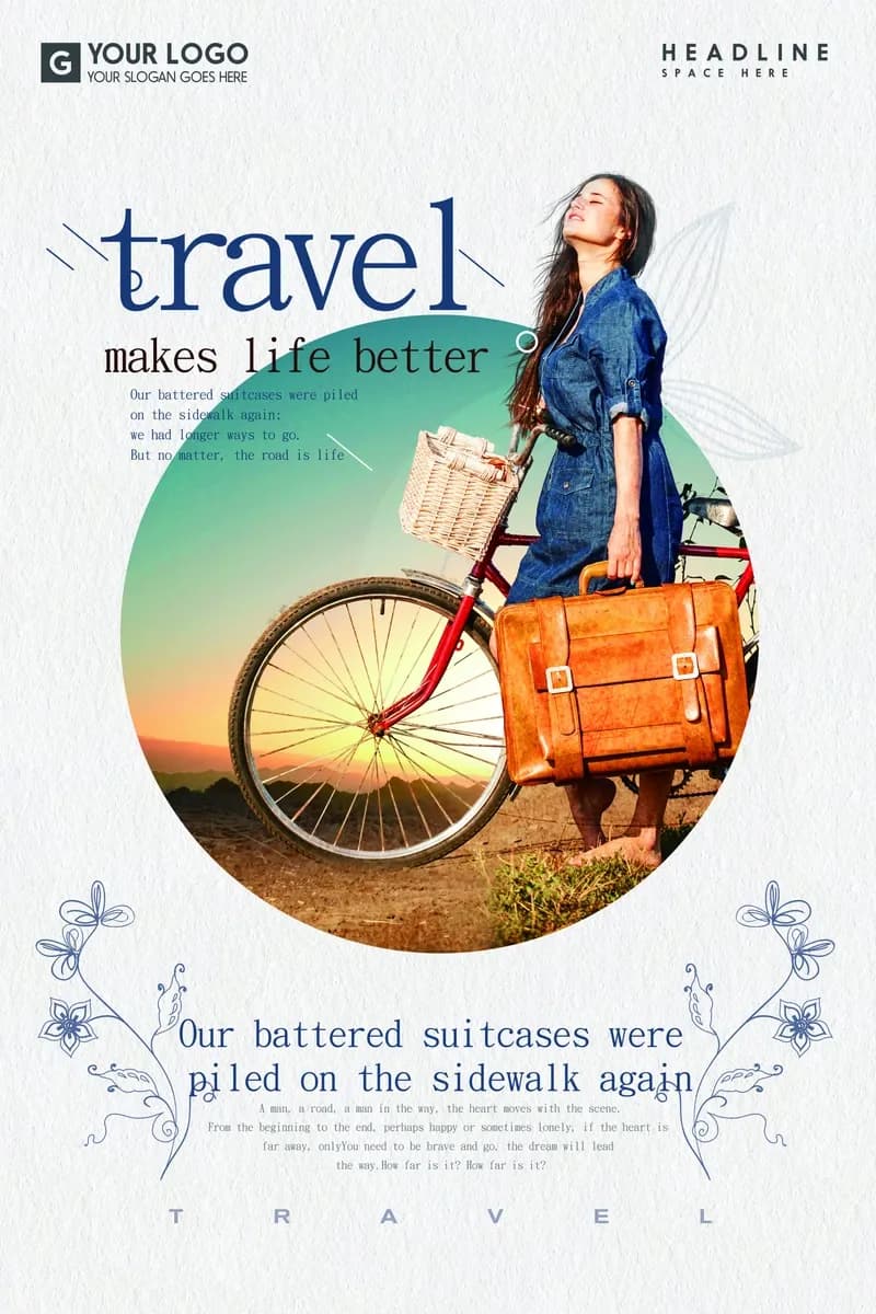 Travel Makes Life Better Vintage Bicycle Poster — preview 1
