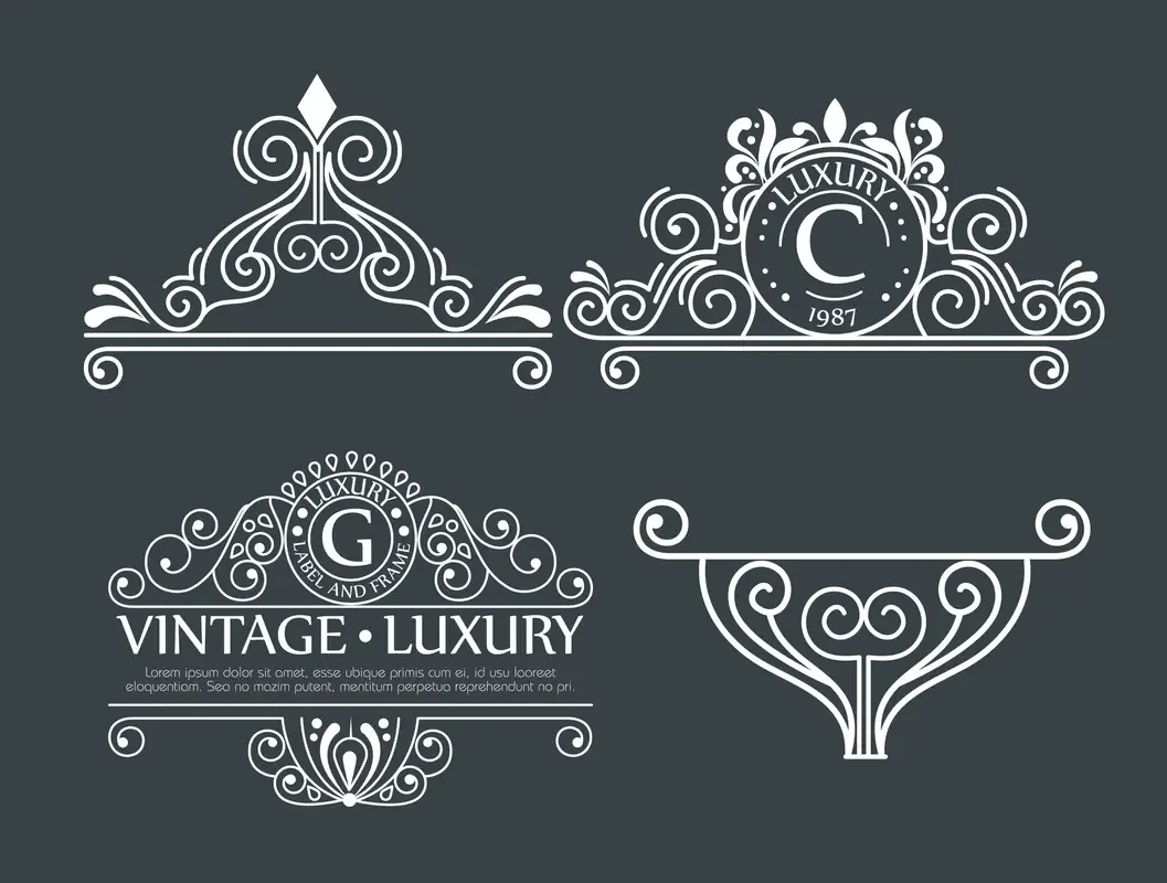 Set Ornamental Decoration Frames Labels — preview 1