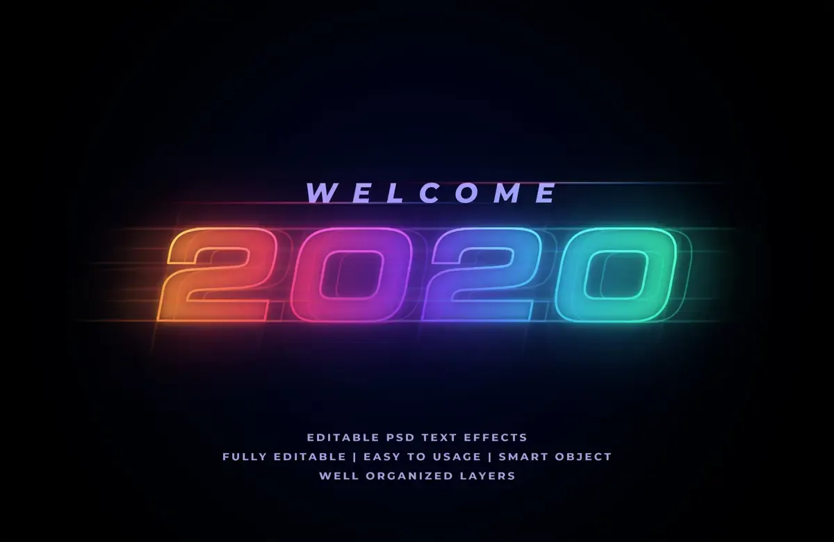 Welcome 2020 Text Style Effect — preview 1