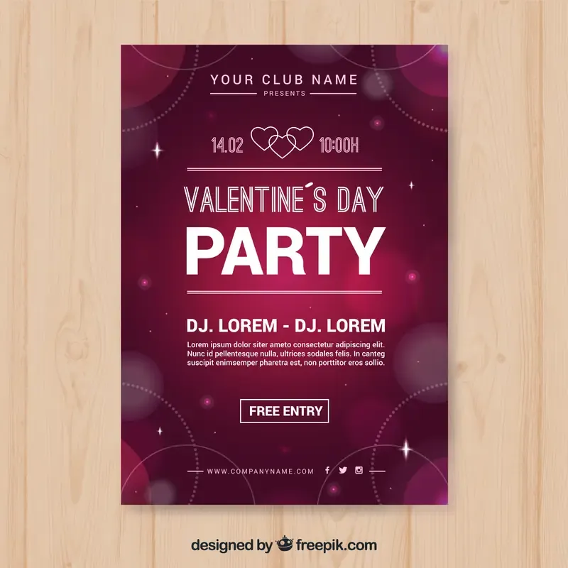 Blurred Circles Valentine Party Poster Template — preview 1