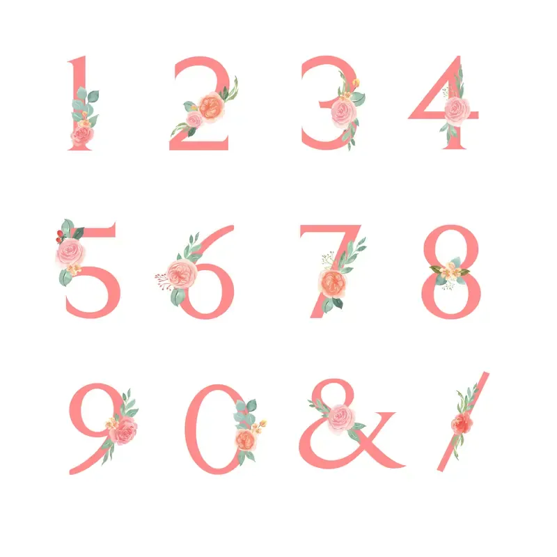 Flowers Number Serif Font Typographic — preview 1