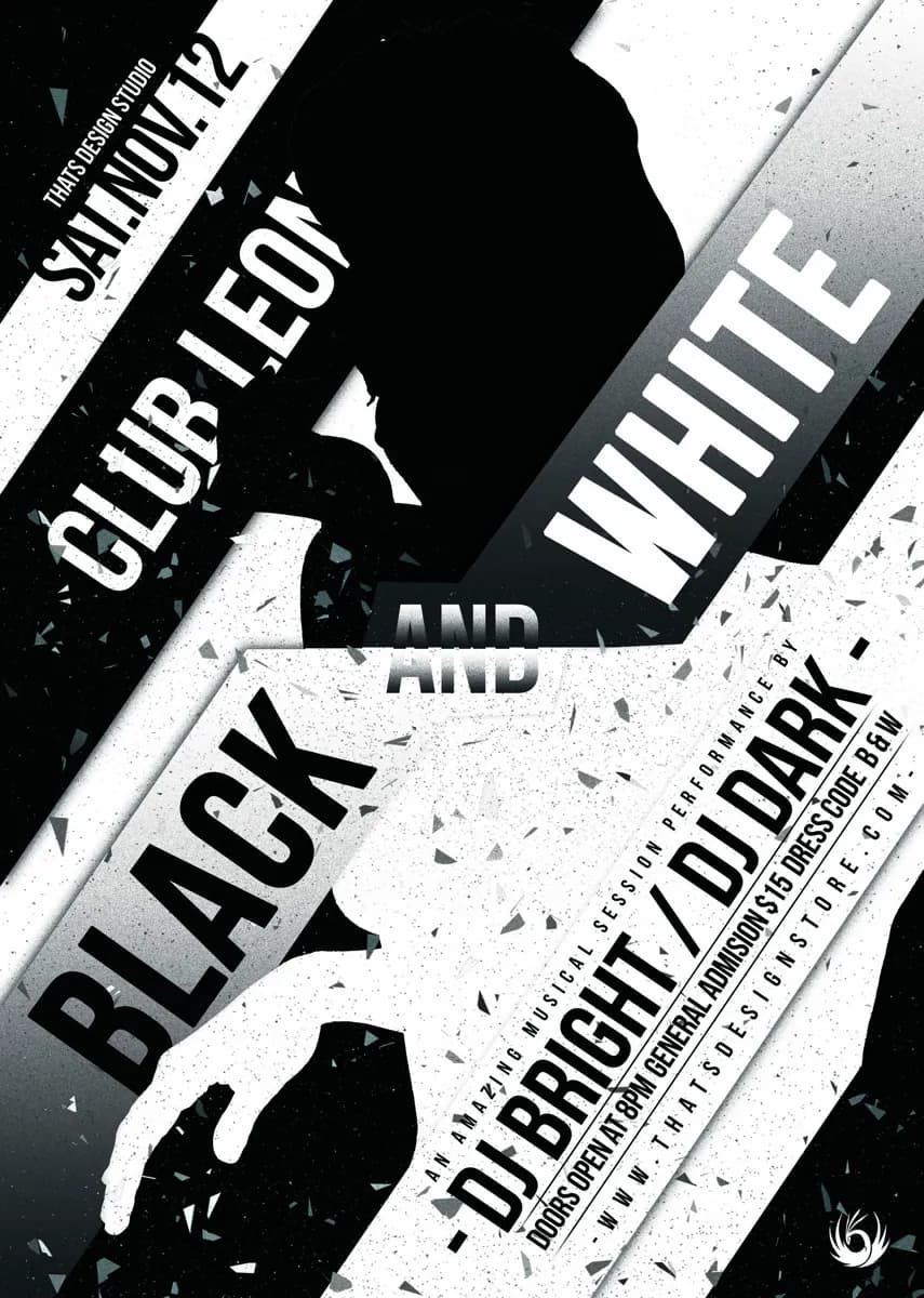 Monochrome Elegance Black and White Party Flyer — preview 1