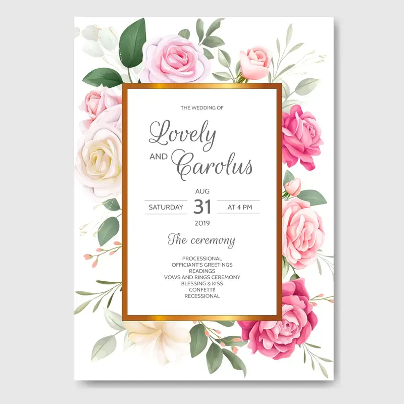 beautiful-floral-wedding-invitation-card-template-set-with-watercolor Festive Graphics & Social Media Kit — preview 1