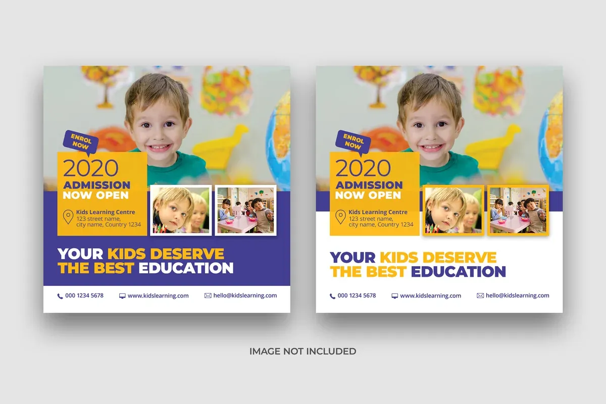 Kids School Education Admission Social Media Banner Square Flyer Template — preview 1