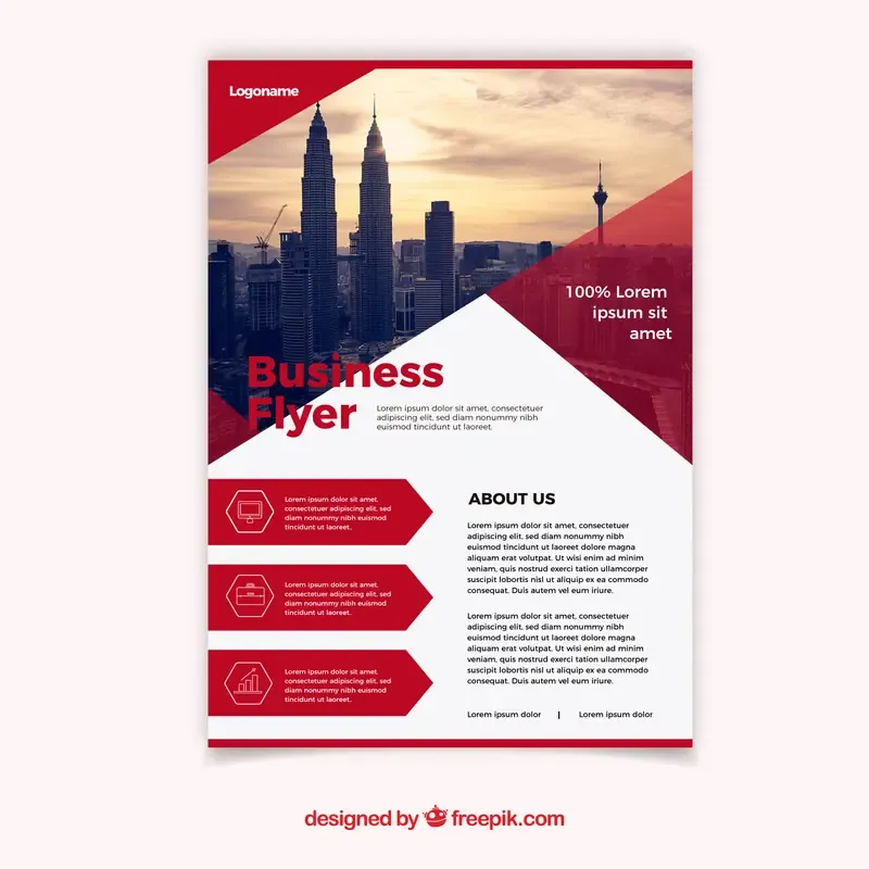 Geometric White And Red Business Flyer Design — preview 1
