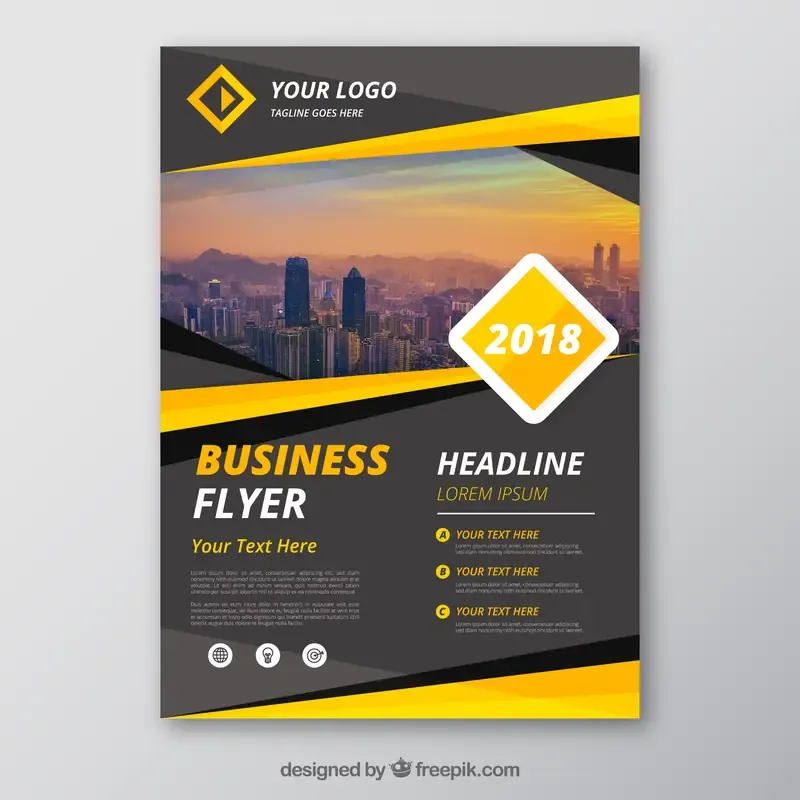 Grey And Yellow Business Flyer Template — preview 1