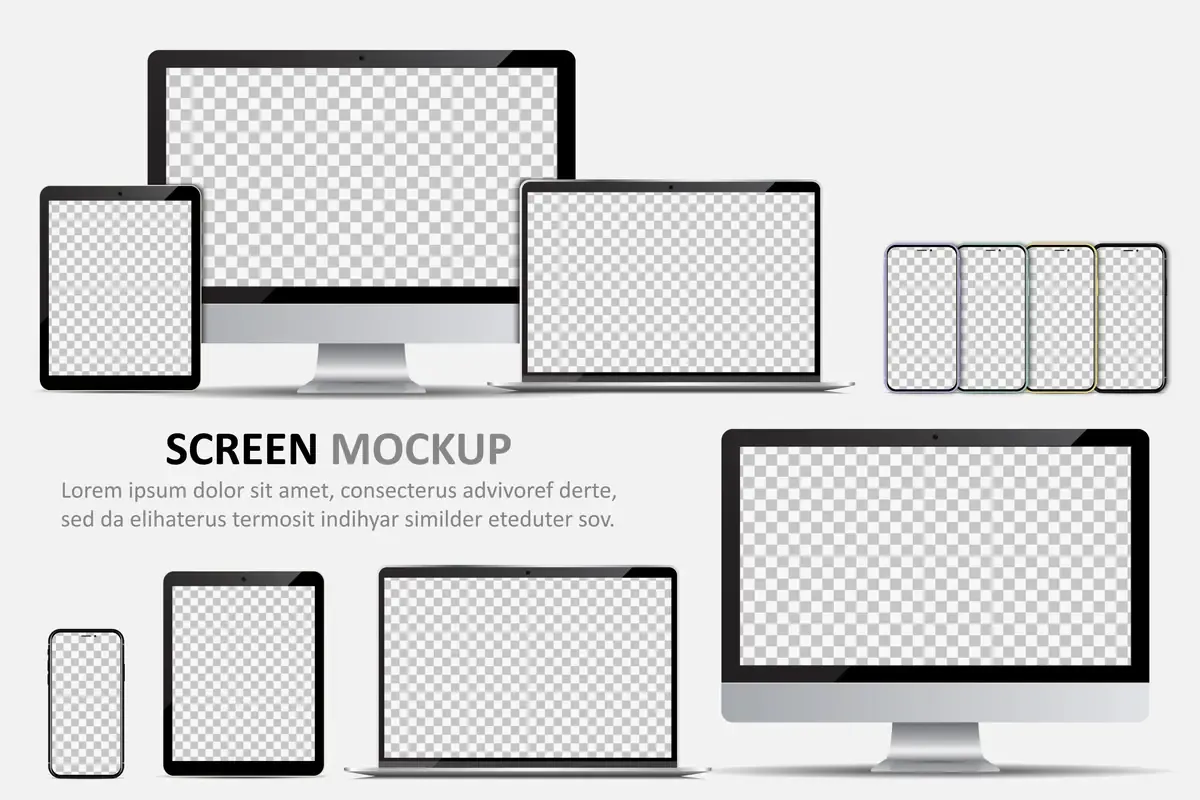 Screen Mockup Computer Monitor Laptop Tablet Smartphone With Blank Screen Design — preview 1