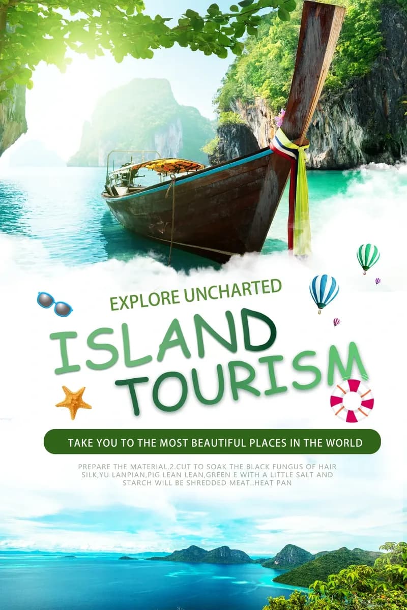Tropical Island Tourism Long-Tail Boat Poster — preview 1