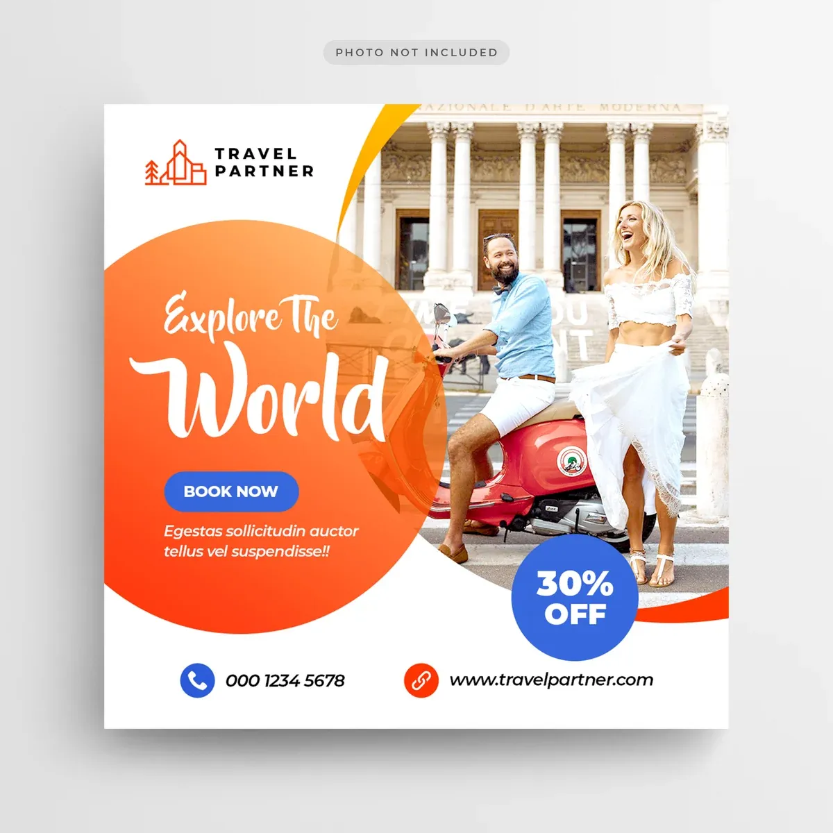 Travel Tour Instagram Post Banner Square Flyer Template — preview 1