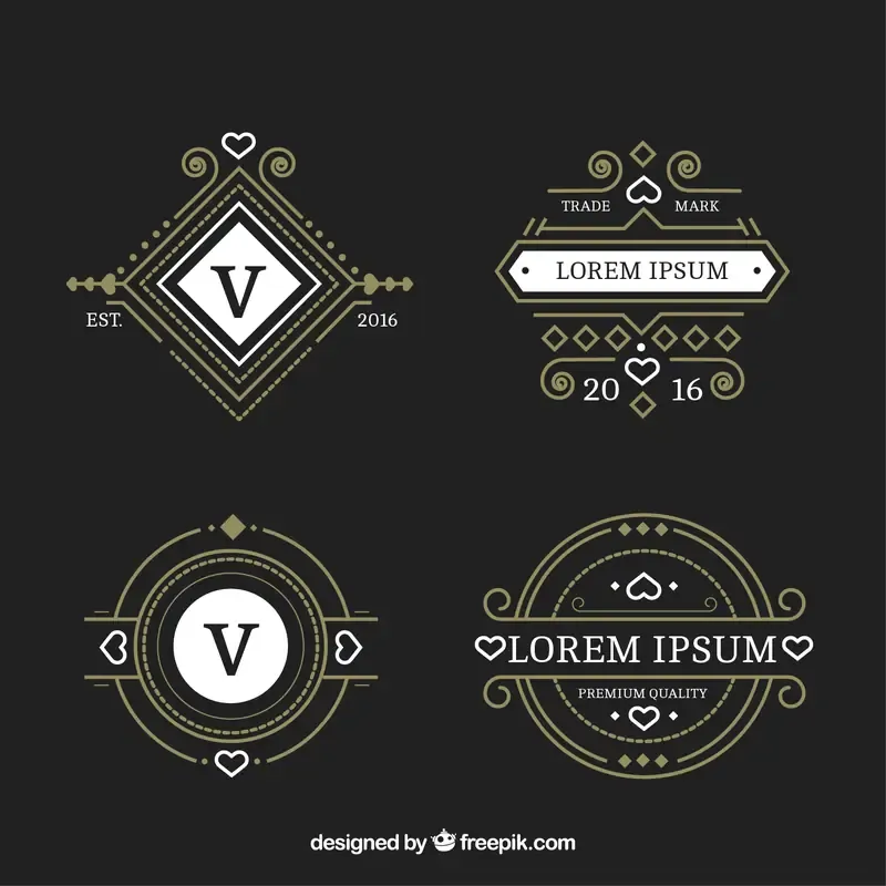 Set Ornamental Logos Vintage Style — preview 1
