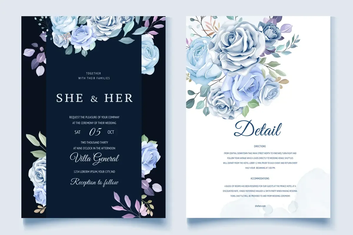 Colorful Floral Wedding Invitation — preview 1
